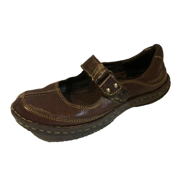 Born Womens Size 7 Dark Brown Leather Mary Jane Shoes Closed Toe Comfort Flats - Picture 1 of 10